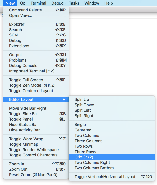 Grid Editor Layout Menu
